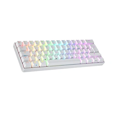 Image of Ranked N60 Nova 60% Hot Swappable Mechanical Gaming Keyboard 62 Keys Multi Color RGB LED Backlit for PC/Mac Gamer ISO DE QWERTZ German Layout (White, Gateron Brown)