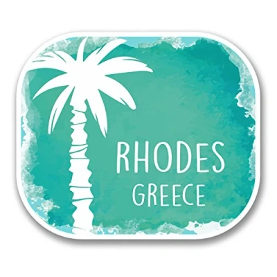 Image of 2 x 10cm Rhodes Greece Vinyl Sticker Laptop Travel Luggage Greek Fun #6330 (10cm Wide 8.5cm Tall)