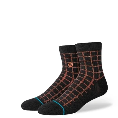 Image of Stance Flynn Quarter Socks Black Patterned Infiknit Ankle Large