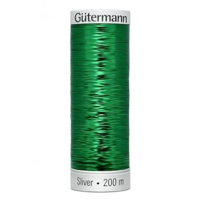 Image of Gutermann Sulky Sliver Embroidery Thread 200m 8018 Green Each