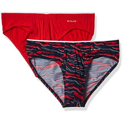 Image of Evolve Men&#039;s Comfort Sliq Micro Brief Multipack, Pop Tiger/Varsity Navy/Salsa Red, S