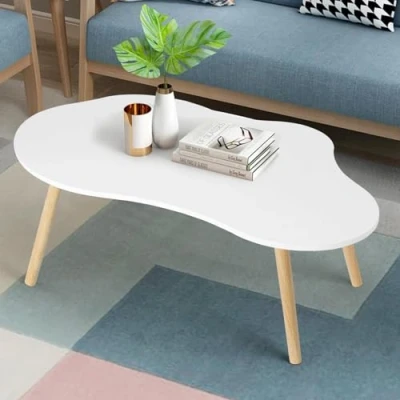 Image of Saterkali Small Coffee Tables for Living Room, Nesting Spaces Mid Century Modern Tea Table, Room Center Minimalist Display Table with Cloud Shape White
