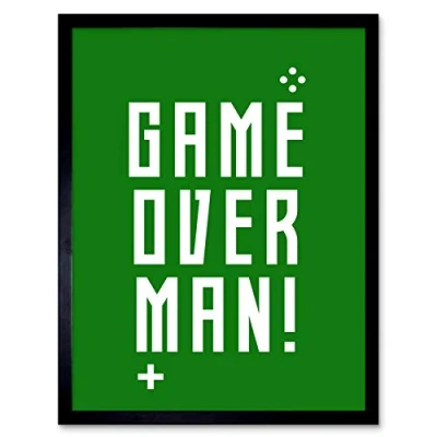 Image of Artery8 Video Game Classic Quote Over Man Green Art Print Framed Poster Wall Decor 12x16 inch