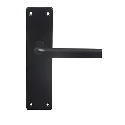 Image of Amig Matt Black Aluminium Handles with Square Plate and Curved Handle for Interior Exterior Doors 222 x 55 mm Decorative Modern Crank