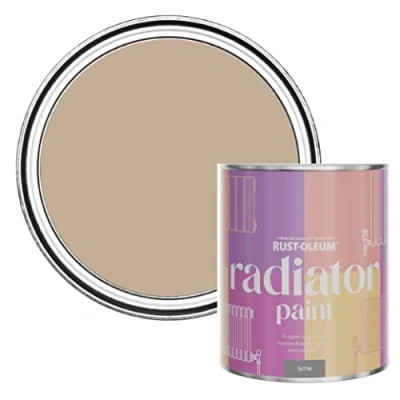 Image of Rust Oleum Brown Heat Resistant Radiator Paint in Satin Finish Salted Caramel 750ml
