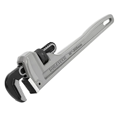 Image of DURATECH Pipe Wrench, Heavy Duty Aluminum Straight 10 inch/250mm Adjustable Plumbing Wrench