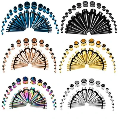 Image of TBOSEN 36 PCS Ear Tapers Stretching Kit Stainless Steel Gauges Plugs Tools Set Eyelet 14g 10mm