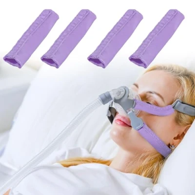 Image of 4 Packs Satin CPAP Strap Covers, Comfort Pads, Face Cushion Universal and Silky Headgear Pads for Reducing Red Marks (4, Purple)