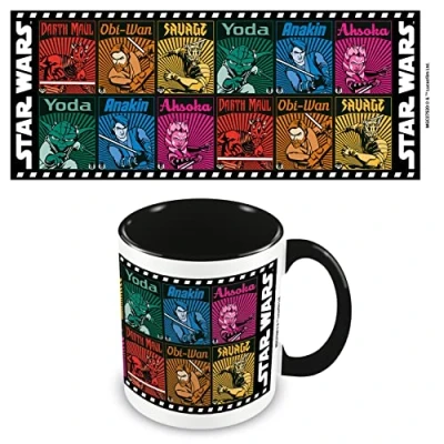 Image of Pyramid International Star Wars: Clone Wars Mug in Presentation Gift Box (Character Roll Call Design) 11oz Ceramic Official Merchandise, Black Or White Gray