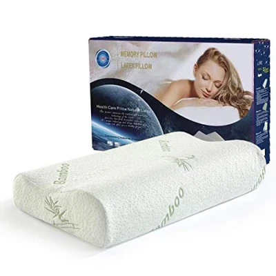 Image of KongEU Memory Foam Pillow,Comfort Bamboo Pillow Neck, Back&amp; Side Sleepers, Anti Snore, Orthopedic Bed for Pain Relief Back and Sleepers