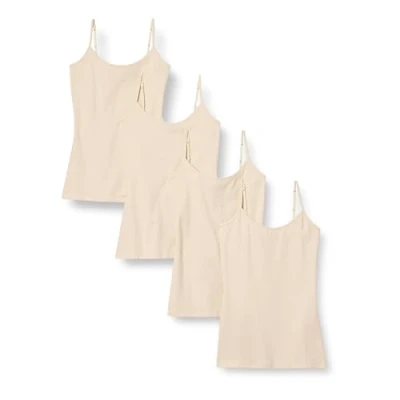 Image of Amazon Essentials Women&#039;s Slim Fit Camisole, Pack of 4, Beige, S