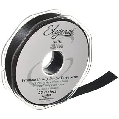 Image of ELEGANZA Double Faced Satin 15mm x 20m Black No.20, 15 mm 20 m