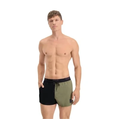 Image of PUMA Men&#039;s Colour Block Shorts Board, Moss Green Combo, Small