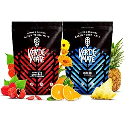 Image of Yerba mate set stimulating Two pack of Guarana, ginseng, ginkgo biloba Brazilian green tea Mild flavour Natural caffeine 2x500g 1kg