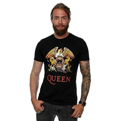 Image of Queen Men&#039;s Crest Logo T Shirt Medium Black