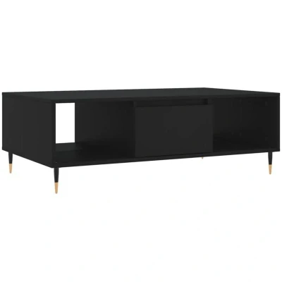 Image of vidaXL Black Engineered Wood Coffee Table with Iron Legs and 3 Compartment Storage for Living Room