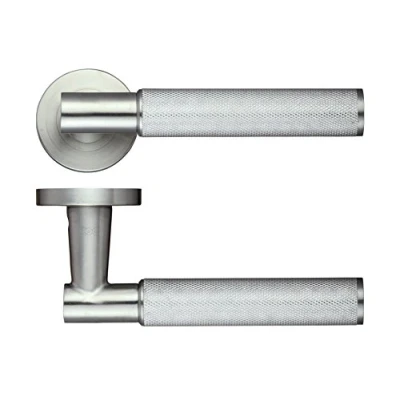 Image of Athena Kurled Lever Screw on Rose (Sprung) in Stainless Steel ZPS120SS