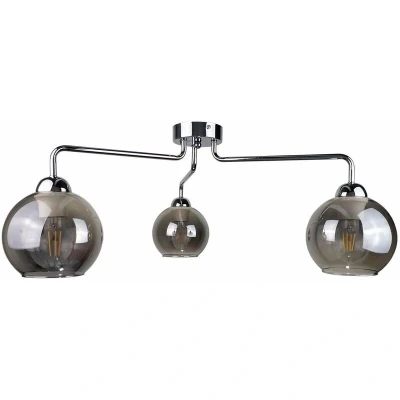 Image of Pluton Multi Arm Semi Flush Ceiling Light Silver, 70cm, 3x E27