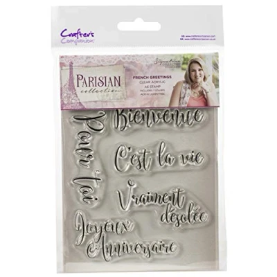 Image of Crafters Companion Sara Signature Collection Parisian A6 Acrylic Stamp French Greetings