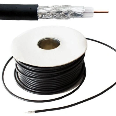 Image of 50m Outdoor Coaxial Cable External RG6 Coax Wire Reel Braid Drum TV Aerial Satellite/Sat Freeview CCS Loops