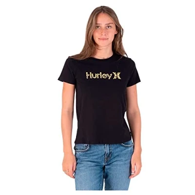 Image of Hurley Women&#039;s W Oao Dots Classic Crew Tee Shirt, Caviar, XS