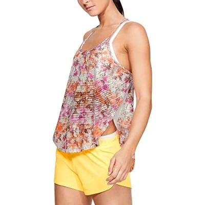 Image of UNDKU#Under Armour Women Sport Tank Print Onyx White// Metallic Silver (112), MD
