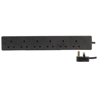 Image of Pro Elec Extension Lead, 6 Socket, 3 Metres (Black)