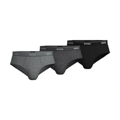 Image of Hugo Boss Men&#039;s 3p Us Co 10145963 01brief 01breve 1014596 Briefs, Charcoal/Black/Dark Grey, S UK