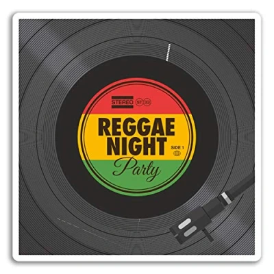 Image of 2 x 10cm Reggae Record Vinyl Stickers Music DJ Jamaica Sticker Laptop #17479 (10cm Tall)