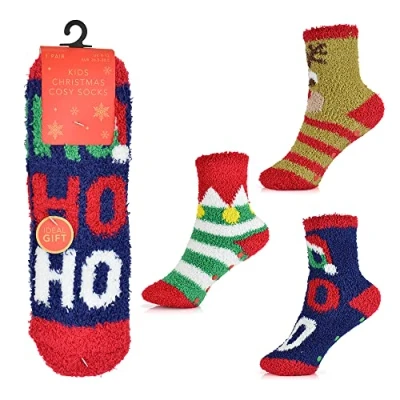 Image of Undercover 3 Pairs Kids Xmas Cosy Socks SK814 (1 x Each) 4 6