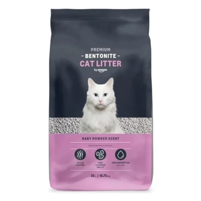 Image of Amazon Brand Lifelong Bentonite Premium Cat Litter, Baby Powder Scent, 25L (Pack of 1)