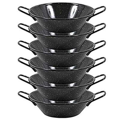 Image of Space Home Deep Paella Pan Mini Enamelled Vitrified Steel Non Stick Set of 6 Ø 16 cm 1 Servings