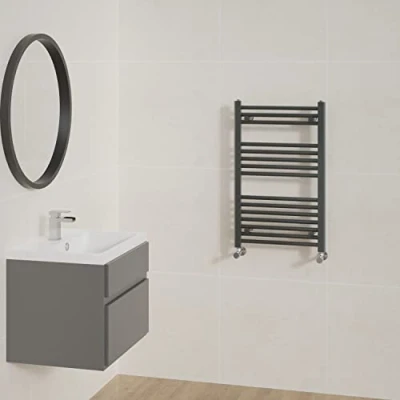 Image of NRG Straight Anthracite Bathroom Heated Towel Rail Radiator Central Heating Ladder Rad Warmer 800x500mm