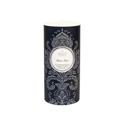 Image of Shearer Candles Clean Slate, Scented, Pillar Candle, Cotton Wick, Fragrance &amp; Essential Oils, Grey, White Silver, Large
