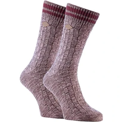 Image of Farah 2 Pack Mens 1920 Thick Cotton Rich Earthy Colours Chunky Knitted Formal Boot Socks (6 11 uk, 04 Stone)