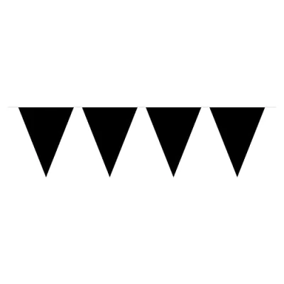 Image of Bunting mini Black 3 metres long, 12 Triangle flags measuring 15x11cms. Plastic