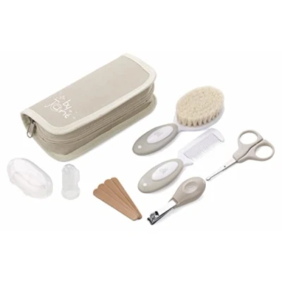 Image of Jané Basic Care Kit with Comb, Natural Bristle Brush, Scissors, Nail Clippers, Files and Silicone Toothbrush