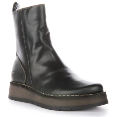 Image of Reno053Fly Rug Leather Women&#039;s Zip Up Ankle Boots