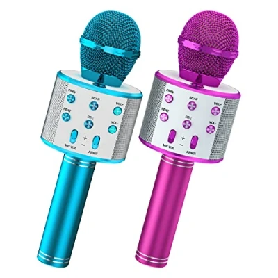 Image of Wowstar Wireless Microphone, Karaoke Bluetooth Microphone for Kids Adults, Portable Toy Mic Speaker Machine, Home KTV Player Support Android &amp; iOS Devices Party Singing(Blue Violet)