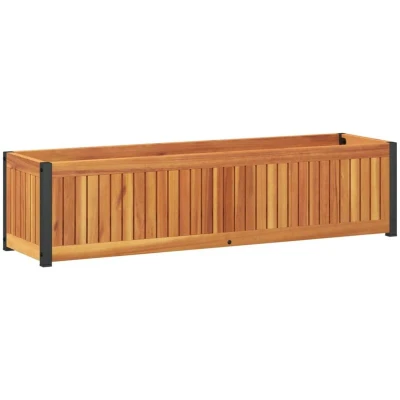 Image of vidaXL Garden Planter 110x30x27.5 cm Solid Wood Acacia and Steel