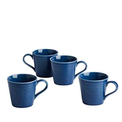 Image of Royal Doulton Mugs, Stoneware, Designed to Mix &amp; Match, Gordon Ramsay Maze Mug 400ml/13.5flo, z Denim, Set of 4, Blue