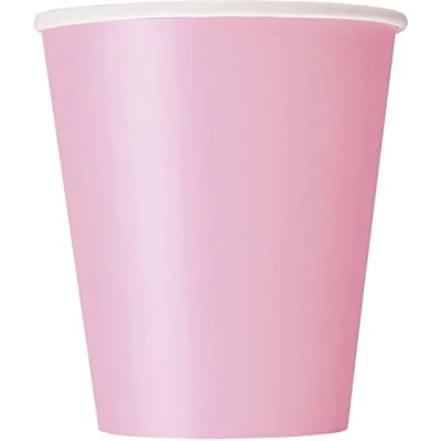 Image of Lovely Pink Solid Paper Cups (9oz) 14 Count Vibrant, Eco Friendly Disposable Drinkware for Parties and Events