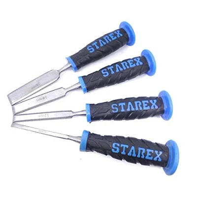 Image of Set of 4 Chisels/Chisels for Wood Processing 6, 12, 18 and 24 mm Solid Soft Plastic Handle