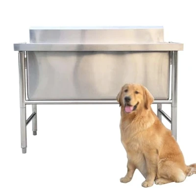 Image of 47 Inch Dog Grooming Bathtub Station,Professional Stainless Steel Bathing Station,Wash Shower Sink for Large Dogs,Dog Washing Station,Pet Wash Bath Station,Dog Tub(Deep 50cm/19.7in)