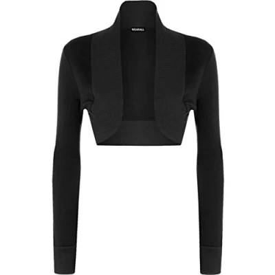 Image of WearAll Ladies Shrug Long Sleeved Bolero Top Womens Black 12/14