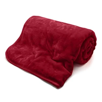Image of NIGHTZONE Luxury Soft Faux Fur Mink Fleece Throw (Red, Extra Large (200 cm x 240 cm))