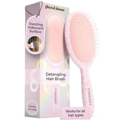 Image of Framar Wet Hair Brush Detangler Curly Women, Detangle brush, Girls For Hair, Kids Tangle Hairbrush, Womens Iridescent