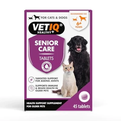 Image of VETIQ Senior Care Supplement For Cats &amp; Dogs, Health Support Pet&#039;s Joints Maintains Immune Brain Health, 45 Tablets