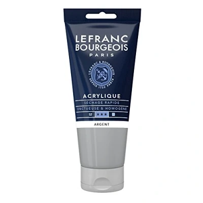 Image of Lefranc &amp; Bourgeois 300449 Fine Aycrl Paint 80ml Tube Homogeneous Texture, Highly Pigmented, Good Coverage Cream, Silver