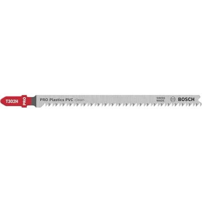 Image of Bosch 3x Jigsaw Blade T 302 H Clean for PVC (for Polyvinyl chloride, Polyamide, Polystyrene, Professional Accessories Jigsaw)